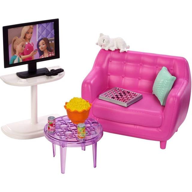 Barbie Indoor Furniture Playset  Living Room Includes Kitten  Furnitur