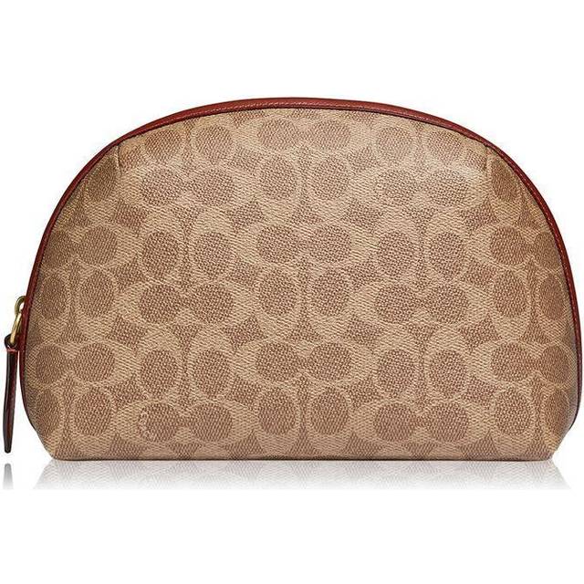 Coach julienne cosmetic case 22 - signature canvas tan /rust ( new)