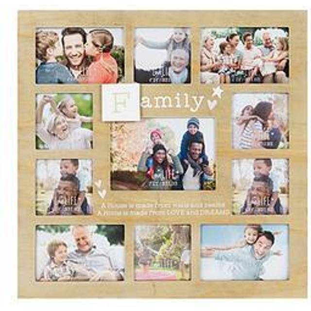 Family Woodgrain Aperture Photo Frame - Brown