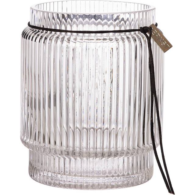Glasvas med randig struktur, 14,8 cm - Transparent