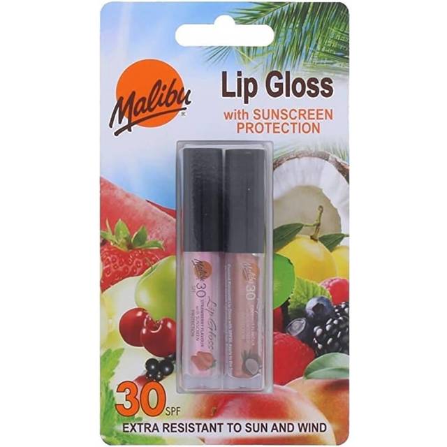 Malibu 2 Pack SPF30 Sun Protection Lip Gloss Coconut & Strawberry