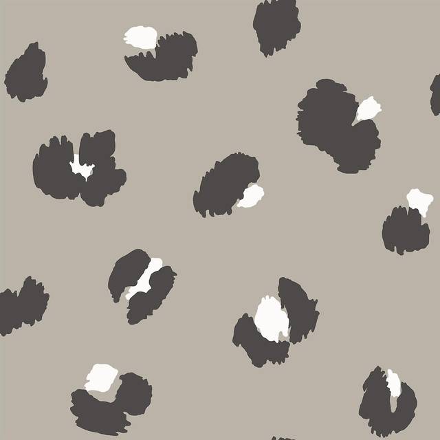 Large Leopard Spot Wallpaper - Taupe - Brown