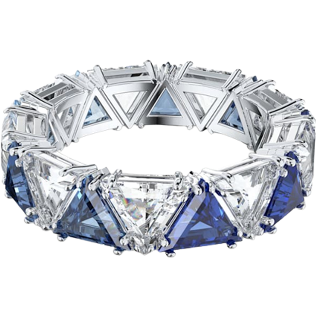 Ortyx cocktail ring, Triangle cut, Blue, Rhodium plated - 55