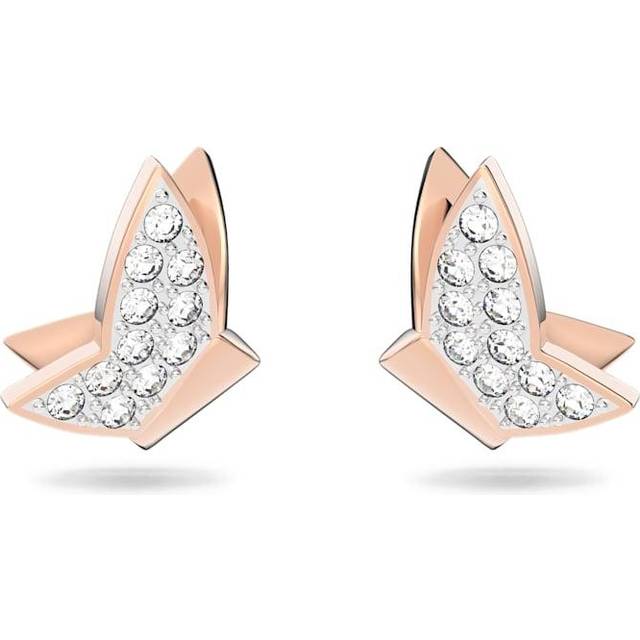 Idyllia Lilia stud earrings, Butterfly, White, Rose gold-tone plated