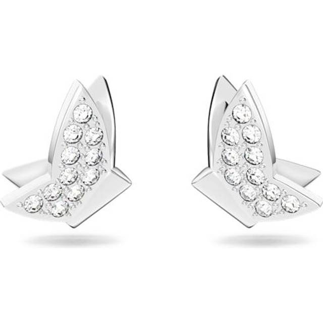 Idyllia Lilia stud earrings, Butterfly, White, Rhodium plated