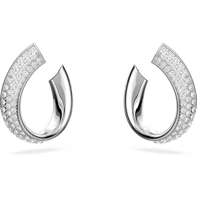 Exist hoop earrings, Small, White, Rhodium plated