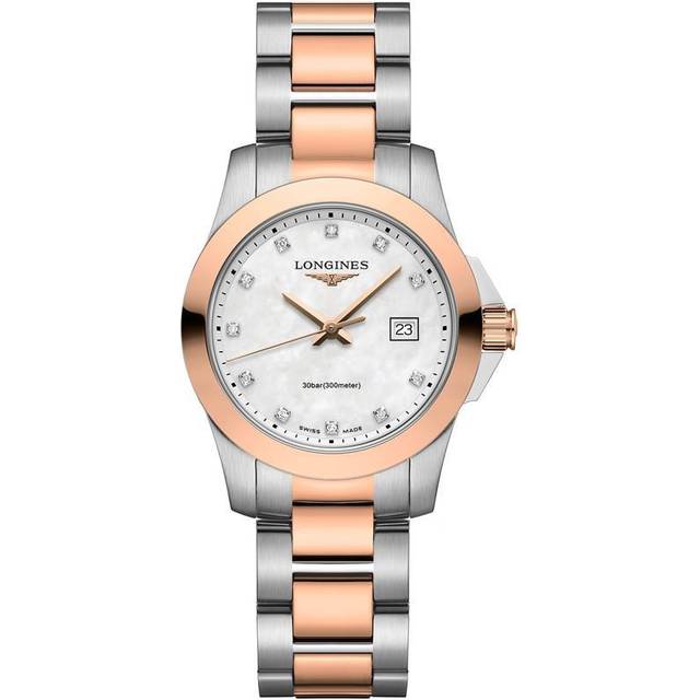 LONGINES Conquest Quartz 29.5MM MOP Diamond Dial Women's Watch L3.376.3.88.7 / L33763887 - Mother Of Pearl - 29.5 mm