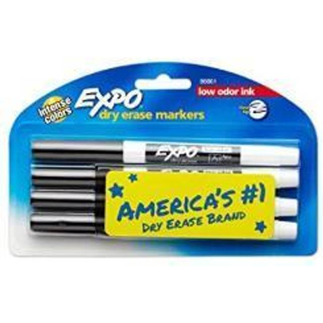 EXPO Low Odor Dry Erase Markers  Fine Tip  Black  4 Count