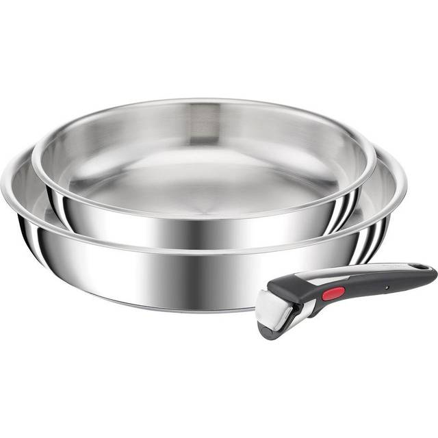Tefal Ingenio Preference On Set med 2 stekpannor, 24/28 cm + avtagbart handtag, induktion, rostfritt stål, stapelbar, diskmaskinssäker – tillverkad i Frankrike L9759002