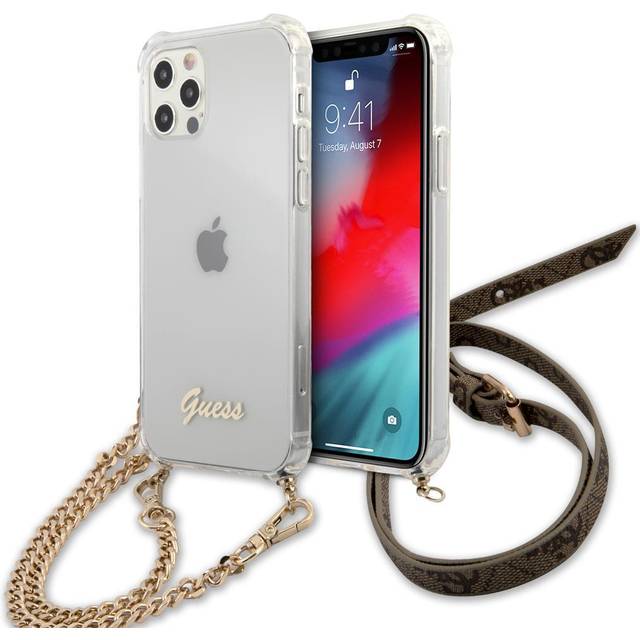 Guess Skal iPhone 12 & 12 Pro Gold Chain - Transparent