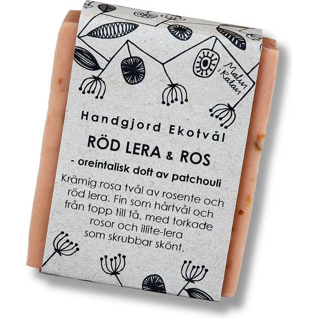 Malin i Ratan Ekologisk Tvål Röd Lera & Ros, Orientalisk doft - 110 g, 110 gram