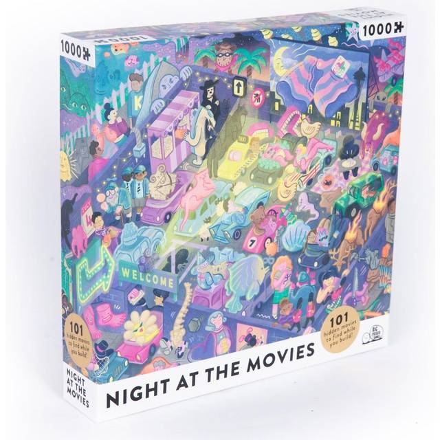 Night at the Movies: Movie Jigsaw Puzzle for Adults (1000 pieces) Filled with 101 Riddles to Solve