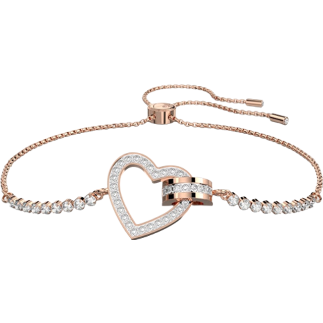 Lovely bracelet, Heart, White, Rose gold-tone plated - OS