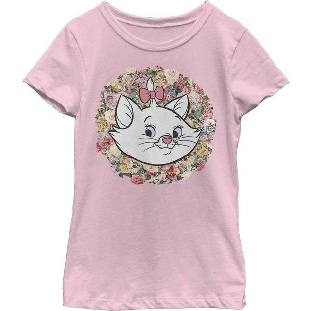 Disney Circle blommig Marie Short Sleeve T-Shirt T-shirts, Light Pink, 152 Flickor, Ljusrosa, 152