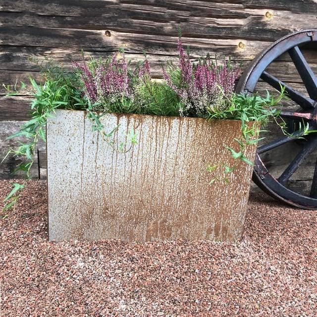 Kruka Corten med botten 30x60x40cm