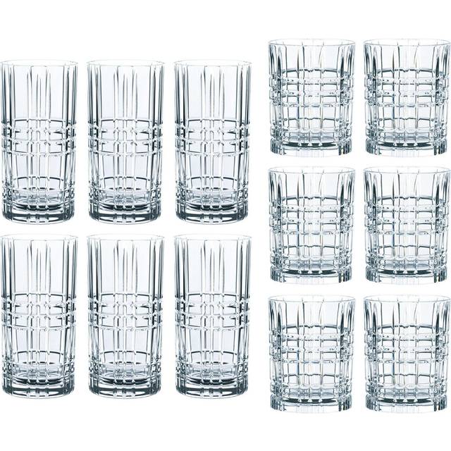 Spiegelau & Nachtmann, 12-Piece Tumbler Set, 6 x Tumbler Square (345 ml), 6 x Longdrink Square (445 ml), Crystal Glass, Highland, 101754