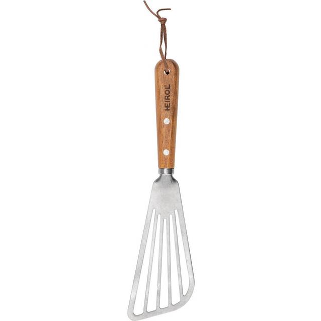 Rostfritt stål stekspade med hål - Trä och stål