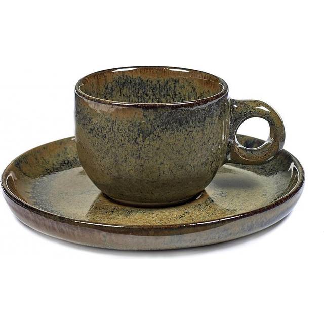 Serax Surface espressokopp med fat 10 cl Indi grey - Multi
