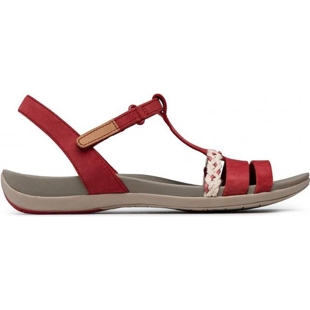 Clarks dam Tealite Grace T-fläns sandaler, Röd röd nubuckla - 37 EU