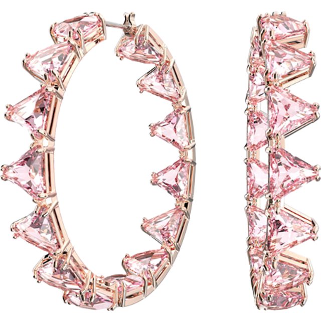 Swarovski Millenia Rose Gold Tone Plated Pink Crystal Hoop Earrings 5614931