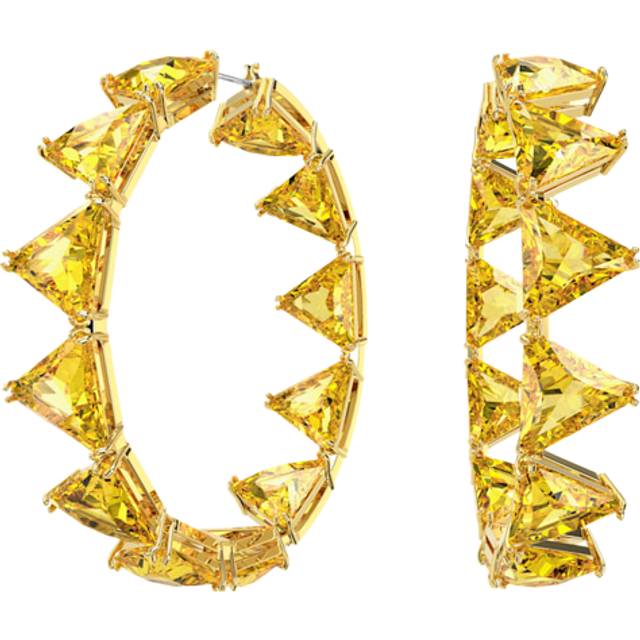 Swarovski, Earrings, female, Yellow, ONE SIZE, Trilliant Cut Yellow Creole Earrings