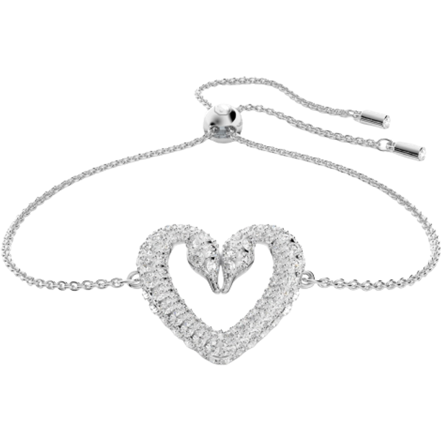 Swarovski Ladies Una Pave Swan Heart Bracelet 5625534 - Silver