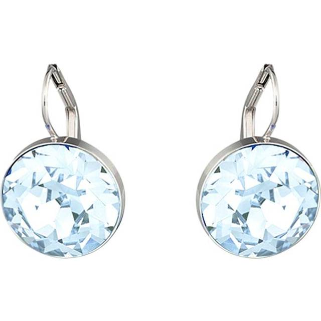 Bella drop earrings, Blue, Rhodium plated