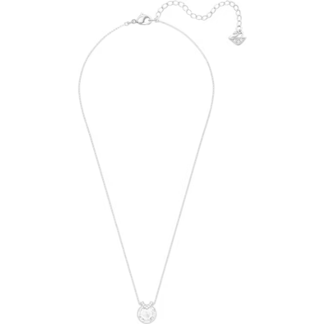 Bella V pendant, Round cut, White, Rhodium plated - OS