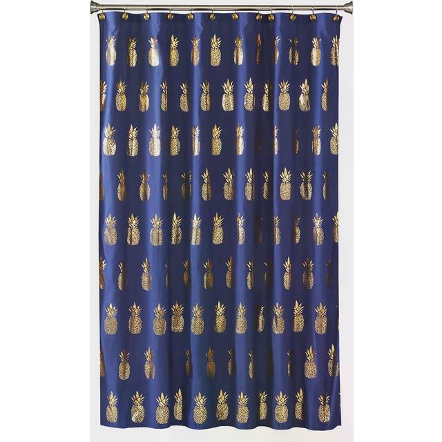 SKL Home by Saturday Knight Ltd Gilded Pineapple Fabric Shower Curtain  NavyGold