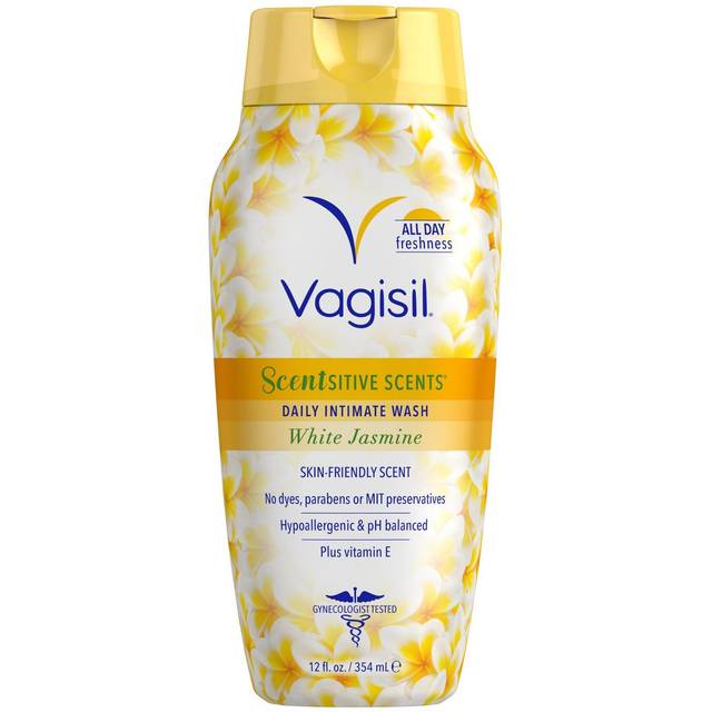 Vagisil Scentsitive Scents Daily Intimate Feminine Wash for Women - White Jasmine, Gynecologist Tested, Fresh and Gentle on Skin, 12 Fluid Ounce, Pack