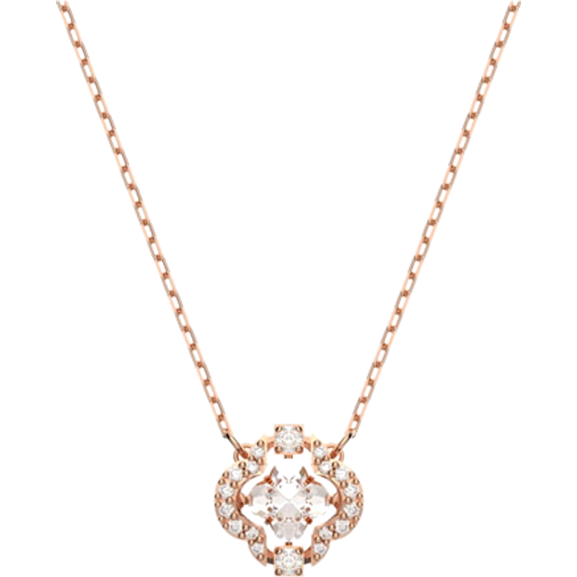 Una necklace, Clover, White, Rose gold-tone plated - OS