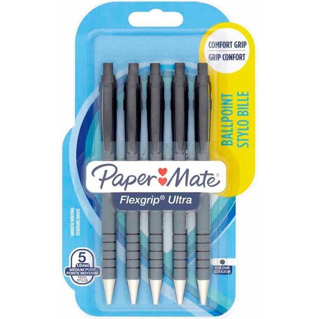 Paper Mate Flexgrip Ultra Ballpoint Pen Black Mediu m 5pk - 14 x 1.75 x 1.75cm