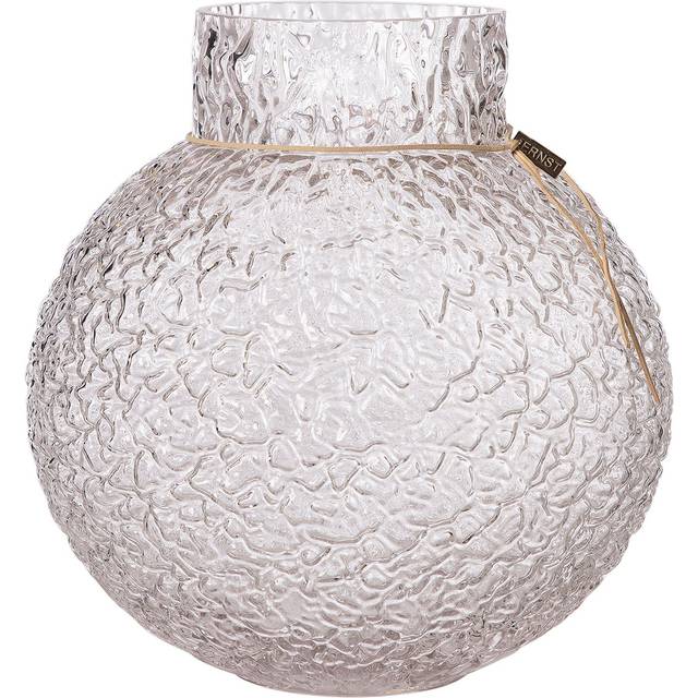 Glasvas med rund mönstrad struktur, 30cm - Transparent