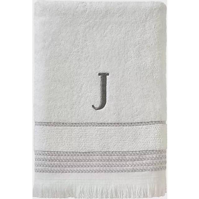 SKL Home Casual Monogram Bath Towel, J, 28x54, White