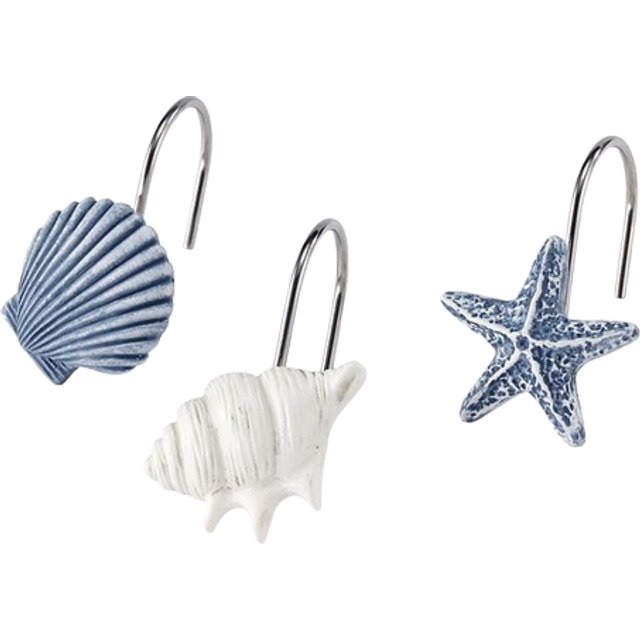 Avanti Linens - Shower Curtain Hooks, Beach Inspired Bathroom Decor, Set of 12 (Abstract Coastal Collection)