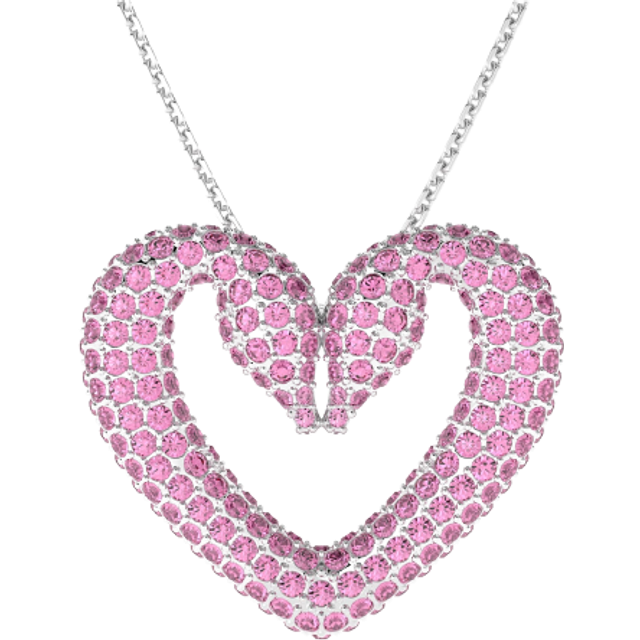 Una Pendant Heart Medium Pink Rhodium Plated Necklace 5631931