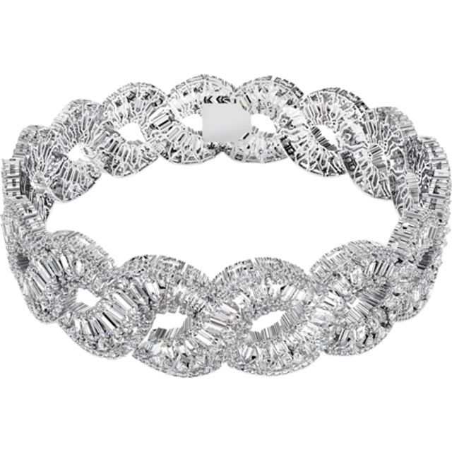 Hyperbola choker, Mixed cuts, Infinity, White, Rhodium plated - OS