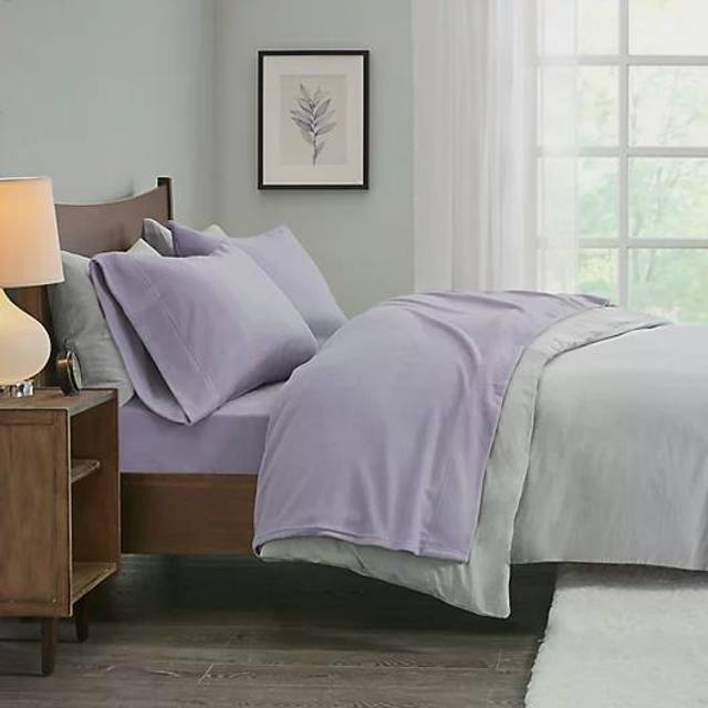 Sömnfilosofi True North Micro Fleece Sänglakanset, Varm, Lakan med 35,56 cm djup ficka, för kalla årstider Mysigt lakanset, Matchande kuddfodral, tvilling, lavendel, 3 delar