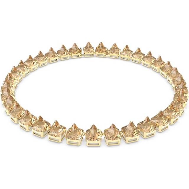 Matrix Tennis necklace, Pyramid cut, Gold tone, Gold-tone plated - OS