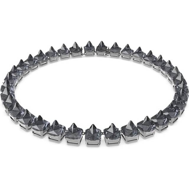 Matrix Tennis necklace, Pyramid cut, Grey, Ruthenium plated - OS