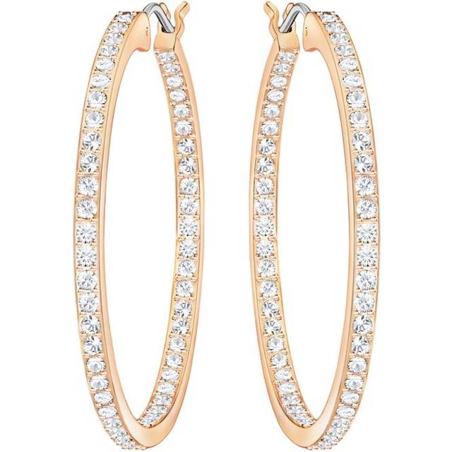 Sommerset hoop earrings, White, Rose gold-tone plated