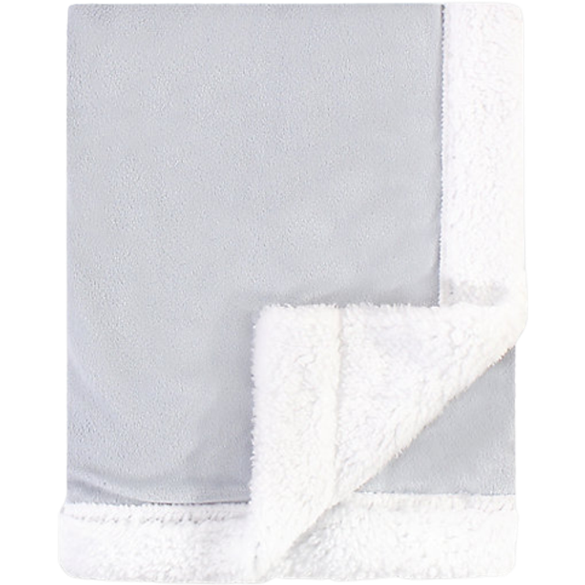 Hudson Baby Unisex Baby Plush Mink and Sherpa Blanket  Gray White  One Size