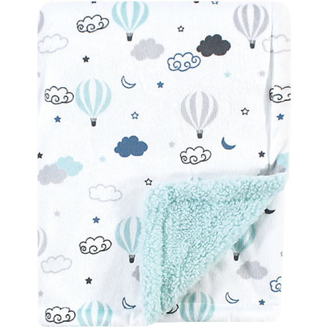Hudson Baby Unisex Baby Plush Mink and Sherpa Blanket  Hot Air Baloon  One Size