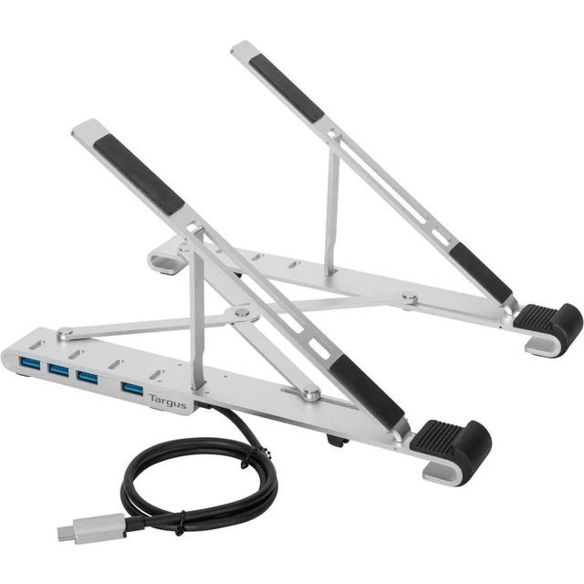 Targus USB-C bärbart stativ med integrerade 4 x drivna USB-A-portar – silver (AMU100205GL)