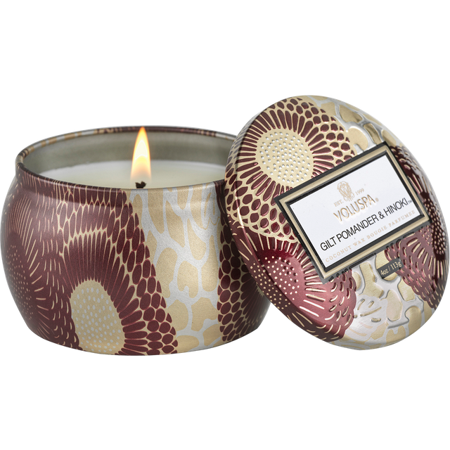 Voluspa Decorative Tin Candle Gilt Pomander & Hinoki 113g