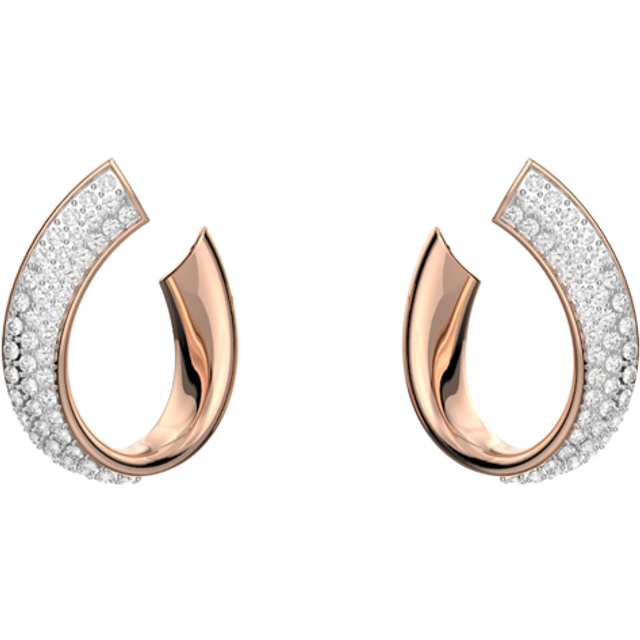 Swarovski Ribbon Small Hoop Örhängen, Vit Pavé Crystal i en guldfärgad miljö, från Millenia Collection