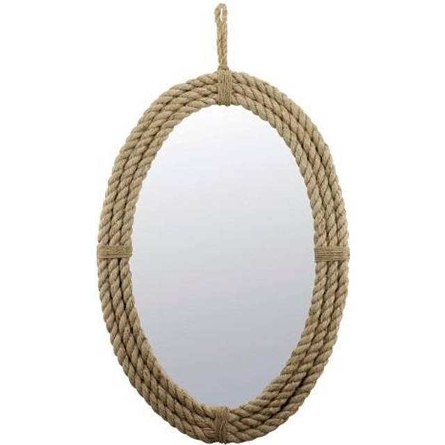 Stonebriar Vintage Nautical 244 x 165 Oval Wall Mirror with Rope Wrapped Trim and Hanging Loop  Decorative Rustic Decor fo