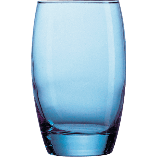 6x hiball tumbler, salto ice blue glass, 11.75oz/35cl drinking glasses,
