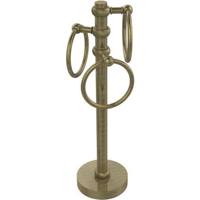 Allied Brass 983T Vanity Top 3 Ring Twisted Accents Guest Towel Holder  Antique Brass
