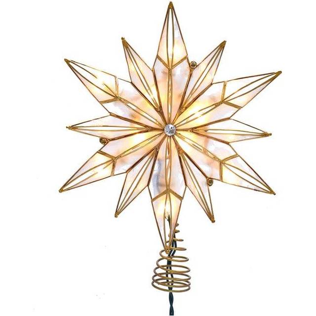 Kurt Adler 10-Light 12-Point Capiz Star and Center Gem Treetop